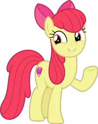 Size: 3571x4491 | Tagged: safe, artist:timeymarey007, derpibooru import, apple bloom, earth pony, pony, growing up is hard to do, apple bloom's bow, bow, cutie mark, female, hair bow, mare, older, older apple bloom, raised hoof, simple background, smiling, solo, the cmc's cutie marks, transparent background, underhoof, vector