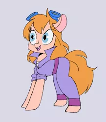 Size: 795x916 | Tagged: safe, artist:ivyredmond, derpibooru import, ponified, earth pony, pony, chip and dale rescue rangers, chip n' dale rescue rangers, clothes, female, gadget hackwrench, goggles, mare, rescue ranger, simple background, solo