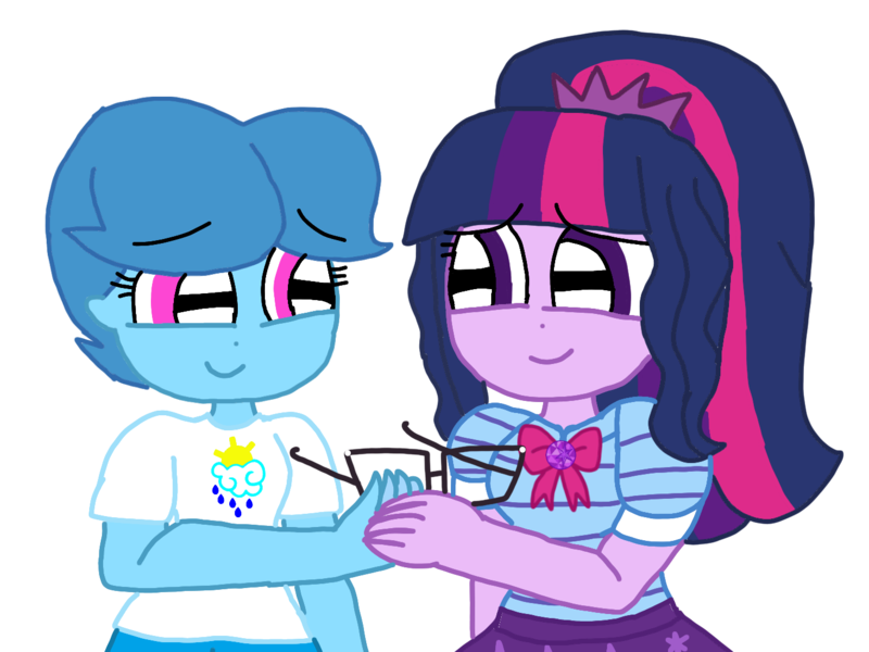 Size: 1440x1080 | Tagged: safe, artist:徐詩珮, derpibooru import, sci-twi, spring rain, twilight sparkle, equestria girls, equestria girls series, equestria girls-ified, female, glasses, lesbian, male, sci-springlight, shipping, simple background, springlight, straight, transparent background