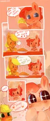 Size: 994x2411 | Tagged: applejack, artist:dhui, chef, chef's hat, comic, derpibooru import, food, hat, lemon, pie, pinkie pie, safe