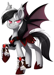 Size: 3567x4890 | Tagged: safe, artist:scarlet-spectrum, derpibooru import, oc, oc:stormdancer, bat pony, pony, assassin's creed, badass, bat eyes, bat pony oc, bat wings, hidden blade, hoof shoes, looking at you, night guard, wings