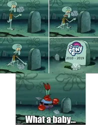 Size: 700x893 | Tagged: safe, derpibooru import, edit, pony, barely pony related, end of ponies, here lies squidward's hopes and dreams, mr. krabs, one krabs trash, spongebob squarepants, squidward tentacles, the end is neigh