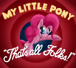 Size: 1840x1648 | Tagged: safe, artist:thebadgrinch, derpibooru import, pinkie pie, earth pony, pony, end of ponies, looney tunes, solo, that's all folks