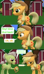 Size: 1920x3240 | Tagged: safe, artist:red4567, derpibooru import, applejack, granny smith, pony, the last problem, 3d, applejack's hat, clothes, cowboy hat, good end, granny smith's scarf, hat, older, older applejack, scarf, source filmmaker, still alive, sweet apple acres