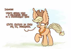 Size: 1600x1100 | Tagged: safe, artist:heir-of-rick, derpibooru import, applejack, earth pony, pony, the last problem, applejack's hat, braided tail, cowboy hat, dialogue, ear fluff, female, freckles, granny smith's scarf, hat, impossibly large ears, mare, motivational, older, older applejack, raised hoof, solo