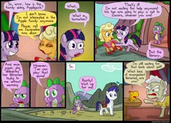 Size: 850x609 | Tagged: applejack, artist:fadri, comic, comic:and that's how equestria was made, derpibooru import, orangejack, peewee, rarity, safe, spike, the flank anomaly, twilight sparkle