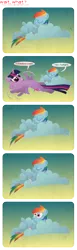 Size: 1500x4872 | Tagged: safe, artist:foxy-noxy, derpibooru import, rainbow dash, twilight sparkle, twilight sparkle (alicorn), alicorn, pony, cloud, comic, eyes closed, flying