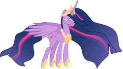 Size: 7807x4374 | Tagged: safe, artist:crystalmagic6, derpibooru import, edit, princess twilight 2.0, twilight sparkle, twilight sparkle (alicorn), alicorn, pony, the last problem, absurd resolution, and it's already shit, awkward smile, crown, cutie mark, ethereal mane, female, jewelry, looking at you, mare, meme, moe syzlak, older, older twilight, regalia, simple background, smiling, solo, starry mane, tiara, transparent background, updated