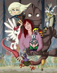 Size: 1379x1771 | Tagged: alicorn, artist:elissagd, derpibooru import, discord, foster's home for imaginary friends, lauren faust, milky way and the galaxy girls, oc, oc:fausticorn, quest for camelot, safe, the iron giant, the powerpuff girls