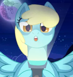 Size: 2832x3000 | Tagged: safe, artist:kim0508, derpibooru import, sassaflash, pegasus, pony, background pony, commission, female, flashlight (object), full moon, mare, mare in the moon, moon, night, night sky, sky, solo, spread wings, wings, ych result