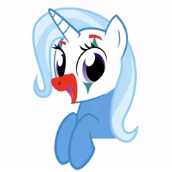 Size: 1442x1442 | Tagged: safe, derpibooru import, edit, editor:trashmakeshappy, vector edit, trixie, pony, unicorn, clown, clown makeup, face paint, female, happy, joker (2019), leaning, looking at you, makeup, mare, open mouth, simple background, smiling, solo, the joker, vector, white background