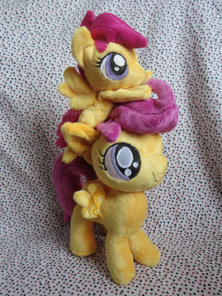 Size: 2346x3128 | Tagged: artist:fallenpeach, artist:pastelblueunicorn, artist:yukamina-plushies, beanie (plushie), derpibooru import, irl, photo, plushie, safe, scootaloo