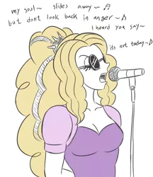 Size: 1968x2283 | Tagged: safe, artist:sumin6301, derpibooru import, adagio dazzle, equestria girls, don't look back in anger, eyes closed, glasses, microphone, microphone stand, music notes, oasis (band), singing, solo, song reference, sunglasses