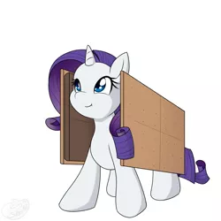 Size: 2000x2000 | Tagged: safe, artist:silverfox057, derpibooru import, rarity, pony, unicorn, chocolate, cute, food, graham cracker, raribetes, rarity is a marshmallow, s'mores, simple background, solo, white background