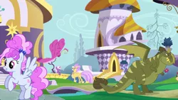 Size: 1920x1080 | Tagged: safe, derpibooru import, screencap, cotton sky, honeyfish, rex (dragon), unnamed character, unnamed pony, dragon, hippogriff, pegasus, pony, unicorn, the last problem, background pony, older, older cotton sky