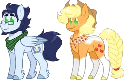 Size: 1709x1107 | Tagged: safe, artist:artistcoolpony, derpibooru import, applejack, soarin', earth pony, pegasus, pony, duo, female, male, shipping, soarinjack, straight