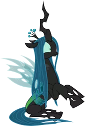 Size: 3000x4414 | Tagged: .ai available, artist:cloudyglow, changeling, changeling queen, confused, derpibooru import, female, frenemies (episode), queen chrysalis, safe, simple background, sitting, solo, transparent background, vector