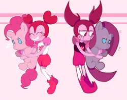 Size: 2276x1800 | Tagged: safe, artist:stuwor-art, derpibooru import, pinkie pie, pony, happy, pinkamena diane pie, sad, self paradox, self ponidox, spinel (steven universe), steven universe