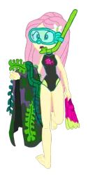 Size: 2050x4064 | Tagged: suggestive, artist:n3ro 182, derpibooru import, fluttershy, equestria girls, equestria girls series, forgotten friendship, spoiler:eqg series (season 2), alternate design, barefoot, clothes, feet, flippers, fluttershy's one-piece swimsuit, goggles, image, legs, one-piece swimsuit, png, scuba mask, seaweed, shocked, simple background, snorkel, solo, swimsuit, swimsuit edit, transparent background, vector, walking, wet hair