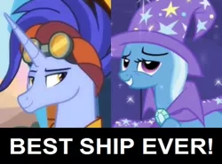 Size: 744x552 | Tagged: safe, derpibooru import, edit, edited screencap, screencap, hoo'far, trixie, pony, boast busters, road to friendship, best ship, female, male, shipping, shipping domino, straight, trixfar