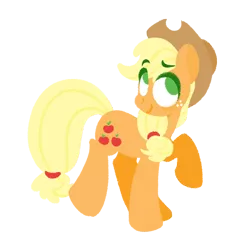 Size: 1024x1024 | Tagged: safe, artist:herfaithfulstudent, derpibooru import, applejack, earth pony, pony, applejack's hat, cowboy hat, cute, female, freckles, hat, jackabetes, lineless, mare, no pupils, raised hoof, simple background, solo, transparent background