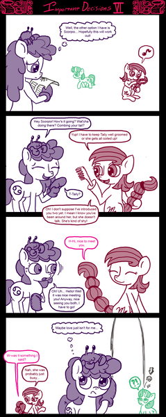 Size: 1050x2640 | Tagged: artist:ficficponyfic, cancer (horoscope), comic, comic:important decisions, derpibooru import, gemini, ponyscopes, safe, scorpio, zodiac