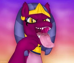 Size: 5600x4757 | Tagged: suggestive, artist:emu34b, derpibooru import, sphinx (character), pony, sphinx, absurd resolution, bust, drool, female, gullet, long tongue, mare, mawshot, missing accessory, open mouth, sharp teeth, simple background, solo, teeth, tongue out, uvula, vector