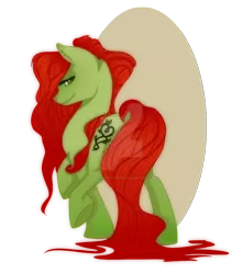 Size: 600x680 | Tagged: safe, artist:wordswhisperer, derpibooru import, ponified, earth pony, pony, poison ivy, poison ivy (dc comics)