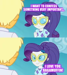 Size: 1920x2160 | Tagged: safe, derpibooru import, ragamuffin (equestria girls), rarity, equestria girls, equestria girls series, spring breakdown, spoiler:eqg series (season 2), confession, female, male, meme, rarimuffin, shipping, straight