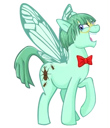 Size: 949x1102 | Tagged: safe, artist:skittledeedoo, derpibooru import, ponified, insect, pony, anime, glasses, ribbon, weevil, yu-gi-oh!