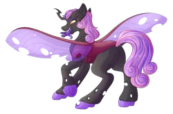 Size: 4760x3126 | Tagged: artist:amazing-artsong, changeling, derpibooru import, male, oc, oc:heart's desire, purple changeling, safe, simple background, solo, transparent background