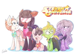 Size: 3508x2480 | Tagged: safe, artist:geckogeek, derpibooru import, ponified, pony, amethyst (steven universe), anime, garnet (steven universe), pearl (steven universe), peridot (steven universe), steven universe