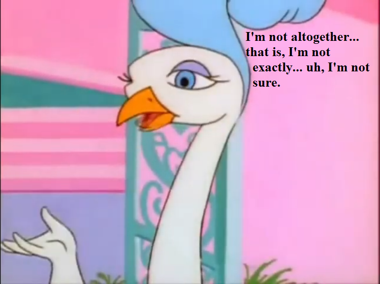 Size: 772x577 | Tagged: derpibooru import, edit, edited screencap, g1, my little pony 'n friends, paradise estate, pluma, reaction image, safe, screencap, shrug, speech, talking, the ghost of paradise estate