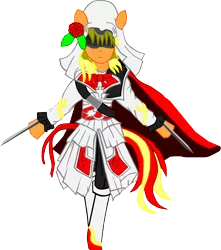 Size: 1744x1969 | Tagged: alternate version, anthro, artist:avchonline, assassin's creed, background removed, bowtie, cape, clothes, cosplay, costume, derpibooru import, flower, flower in hair, knife, male, oc, oc:sean, pegasus, safe, simple background, solo, transparent background, unguligrade anthro, unofficial characters only