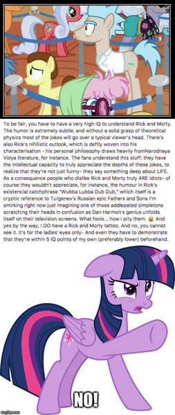 Size: 500x1185 | Tagged: safe, derpibooru import, screencap, twilight sparkle, twilight sparkle (alicorn), alicorn, pony, copypasta, funny, meme, rick and morty