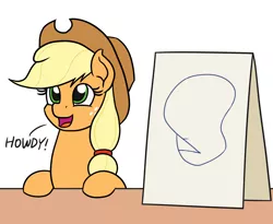 Size: 1100x900 | Tagged: safe, derpibooru import, edit, applejack, pony, applejack's hat, applejack's sign, cowboy hat, dignity, hat, meme, simpsons did it, symbol, table, the simpsons