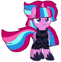 Size: 925x942 | Tagged: safe, alternate version, artist:徐詩珮, derpibooru import, oc, oc:bubble sparkle, alicorn, pony, alicorn oc, alternate universe, armor, base used, female, horn, magical lesbian spawn, magical threesome spawn, mare, multiple parents, next generation, offspring, parent:glitter drops, parent:spring rain, parent:tempest shadow, parent:twilight sparkle, parents:glittershadow, parents:sprglitemplight, parents:springdrops, parents:springshadow, parents:springshadowdrops, simple background, transparent background, unamused, wings