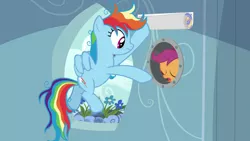 Size: 1280x720 | Tagged: safe, derpibooru import, edit, edited screencap, screencap, rainbow dash, scootaloo, pegasus, pony, secrets and pies, female, flower, poster, rainbow dash's house