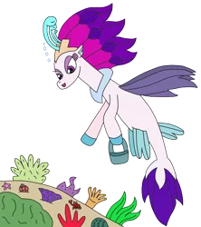 Size: 2396x2693 | Tagged: artist:supahdonarudo, bubble, bucket, coral, coral reef, crab, derpibooru import, garden, holding, my little pony: the movie, queen novo, safe, sea anemone, seapony (g4), seaweed, simple background, starfish, transparent background