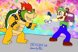 Size: 1024x682 | Tagged: artist:fester1124, bowser, crossover, derpibooru import, derpy hooves, luigi, mario, mario & luigi, mario & luigi: dream team, safe, super mario bros.