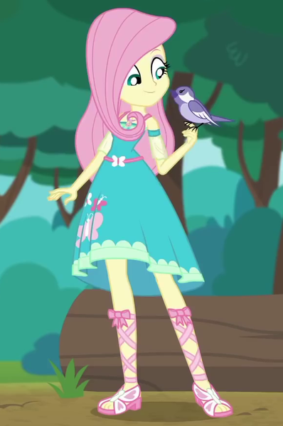 Size: 580x875 | Tagged: safe, derpibooru import, screencap, fluttershy, bird, equestria girls, equestria girls series, text support, choose your own ending (season 1), cropped, solo, text support: fluttershy