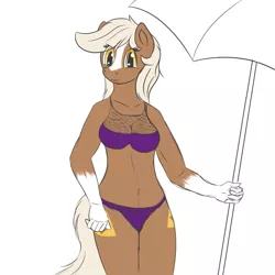 Size: 1500x1500 | Tagged: safe, artist:darnelg, derpibooru import, anthro, bikini, blaze (coat marking), clothes, epona, simple background, socks (coat marking), swimsuit, the legend of zelda, white background