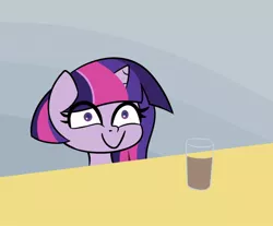 Size: 1000x826 | Tagged: safe, artist:anti1mozg, derpibooru import, twilight sparkle, twilight sparkle (alicorn), alicorn, pony, my little pony: pony life, :>, chocolate, chocolate milk, colored pupils, exploitable meme, eye clipping through hair, face of evil, face of mercy, faic, female, food, grin, mare, meme, milk, pure unfiltered evil, smiling, smirk, solo, spilled milk, this will end in spilled milk, wide eyes