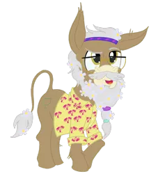 Size: 1000x1100 | Tagged: safe, artist:sixes&sevens, derpibooru import, ponified, donkey, pony, clothes, flower, flower in hair, glasses, hairband, hawaiian shirt, male, merle highchurch, scrunchie, shirt, simple background, the adventure zone, transparent background