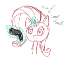 Size: 1238x1004 | Tagged: artist needed, safe, derpibooru import, oc, oc:ruby (8chan), unofficial characters only, pony, /pone/, 8chan, cool ranch, cool ranch doritos, dilbert, dilbertposting, gun, imminent death, insanity, looking at you, ranch, weapon