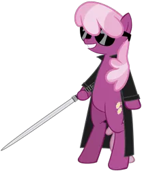 Size: 1100x1324 | Tagged: artist:totallynotabronyfim, blade, blade (marvel comics), cheerilee, clothes, crossover, daywalker, derpibooru import, fangs, safe, sword, trenchcoat, vampire, weapon