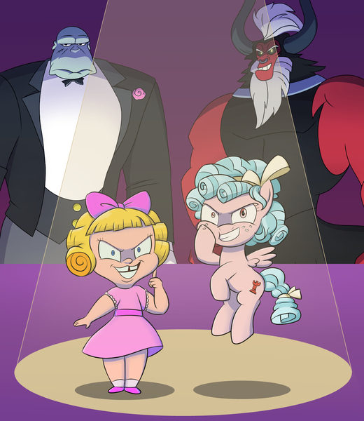 Size: 1300x1500 | Tagged: alternate version, artist:mew-me, cats don't dance, cozy glow, crossover, darla dimple, derpibooru import, evil, lord tirek, max the butler, safe