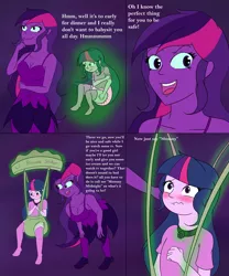 Size: 3100x3728 | Tagged: suggestive, artist:diaperednight, derpibooru import, sci-twi, twilight sparkle, comic:midnight's pet, equestria girls, age regression, baby bouncer, breasts, comic, cyoa, diaper, diaper fetish, fetish, midnight sparkle, story in the source