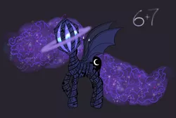 Size: 3477x2340 | Tagged: safe, artist:sixes&sevens, derpibooru import, princess luna, alicorn, pony, bat wings, body horror, eldritch abomination, extra eyes, female, simple background, solo, wings