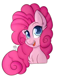 Size: 794x1007 | Tagged: safe, artist:cutiepatootiee, derpibooru import, pinkie pie, pony, it isn't the mane thing about you, bust, cheek fluff, chest fluff, cute, diapinkes, ear fluff, female, mare, open mouth, poofy pie, portrait, simple background, solo, transparent background